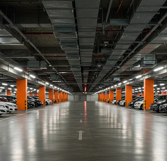 Imagem de um estacionamento de um shopping